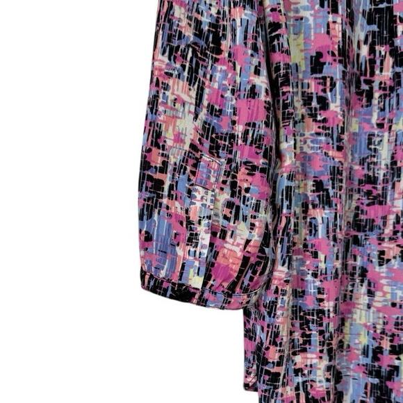 NYDJ 3/4 Sleeve Printed Pintucked Back Blouse Multicolor Stained Glass Print Med - Picture 5 of 10